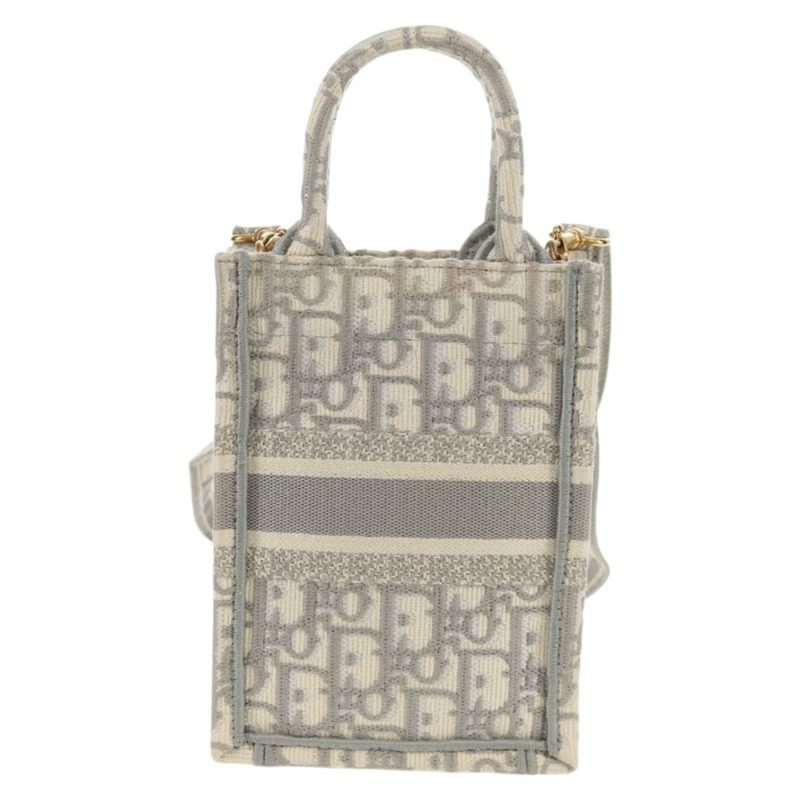 【日本直送】Christian Dior Oblique Book 手提單肩包 帆布 灰色 金色 正品 129785M-1