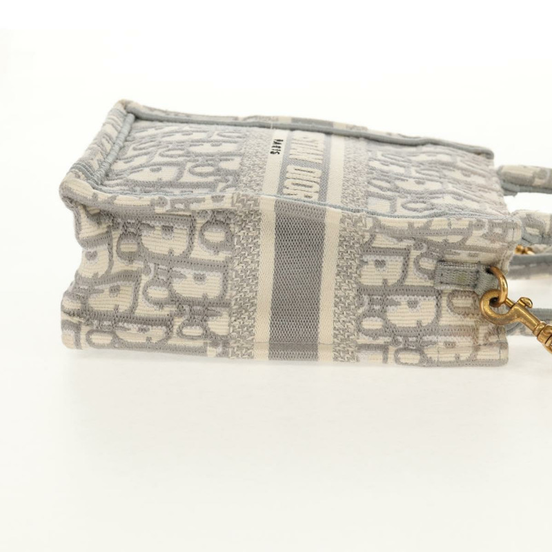 【日本直送】Christian Dior Oblique Book 手提單肩包 帆布 灰色 金色 正品 129785M-3