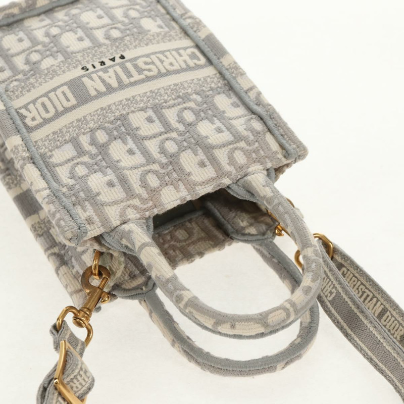 【日本直送】Christian Dior Oblique Book 手提單肩包 帆布 灰色 金色 正品 129785M-5