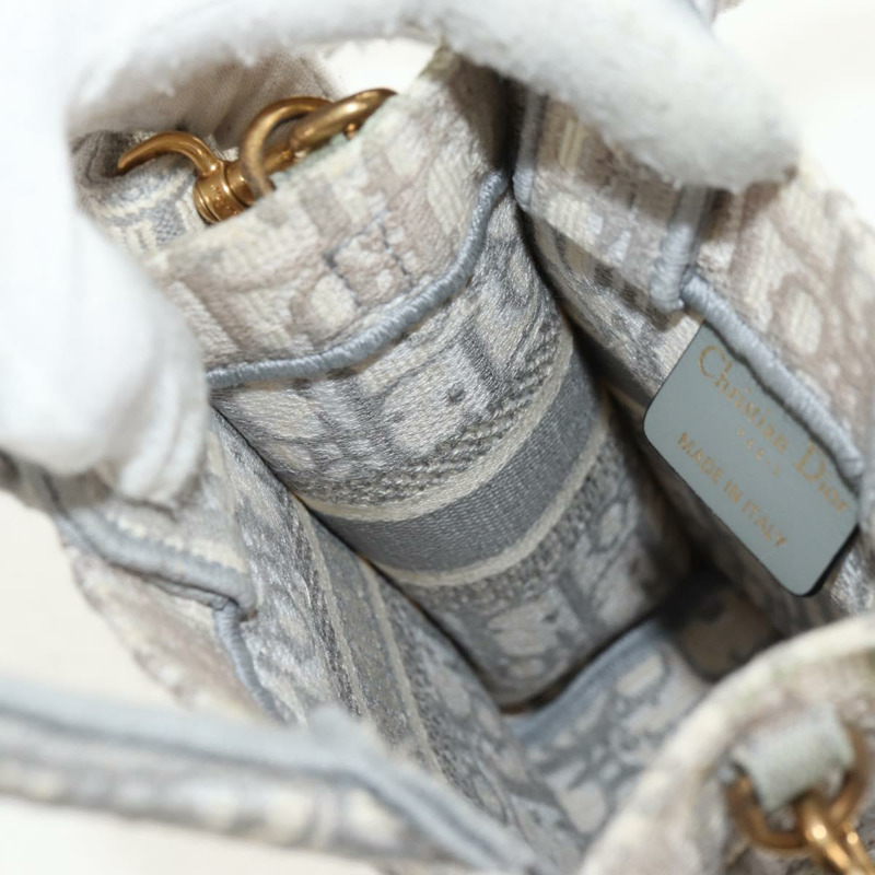 【日本直送】Christian Dior Oblique Book 手提單肩包 帆布 灰色 金色 正品 129785M-23