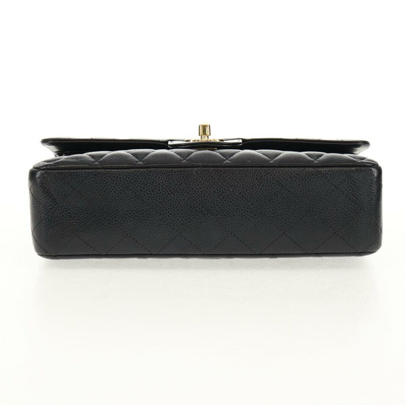 【日本直送】香奈兒 Matelasse 25 雙蓋鏈條包，魚子醬紋皮革，黑色，金色雙C標誌，正品編號 141138M-4