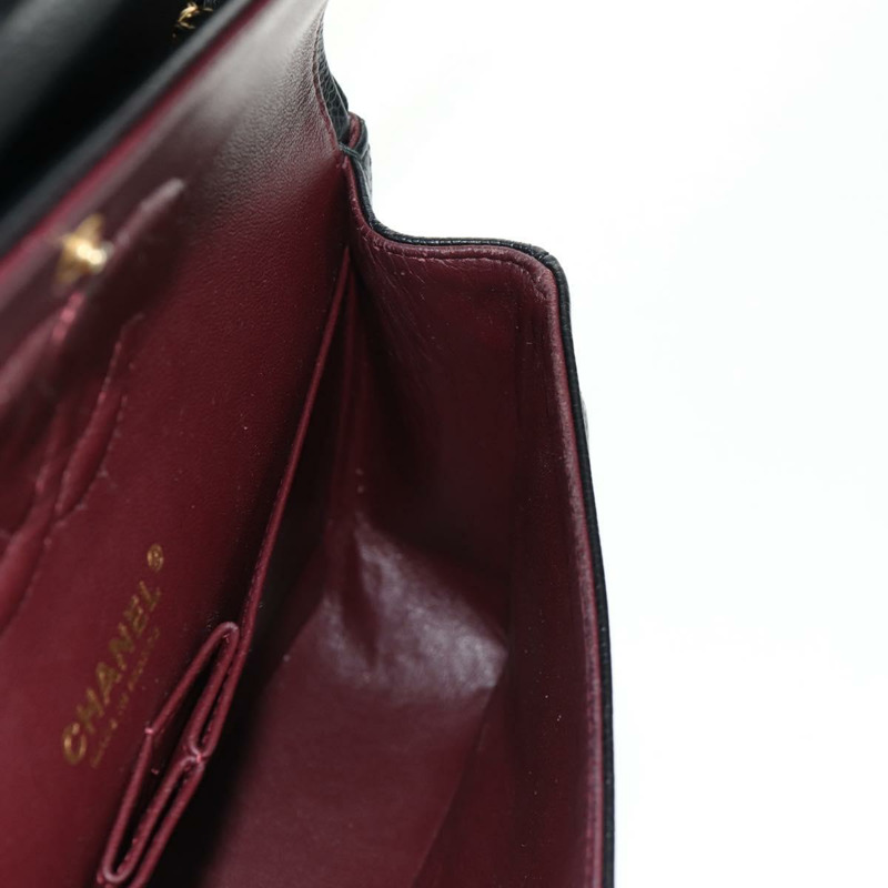 【日本直送】香奈兒 Matelasse 25 雙蓋鏈條包，魚子醬紋皮革，黑色，金色雙C標誌，正品編號 141138M-24