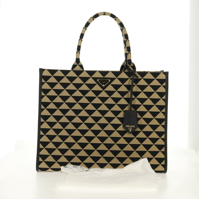 【日本直送】PRADA 標誌刺繡織物大包 織物皮革 1BA356 正品 148524M-11