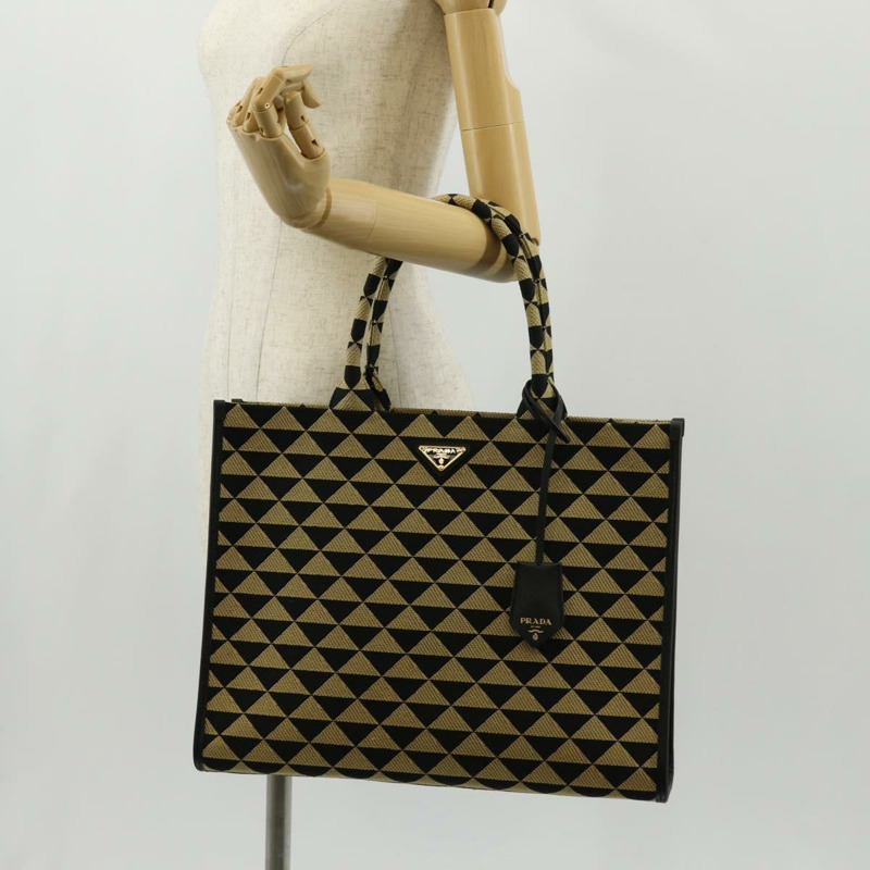 【日本直送】PRADA 標誌刺繡織物大包 織物皮革 1BA356 正品 148524M-23