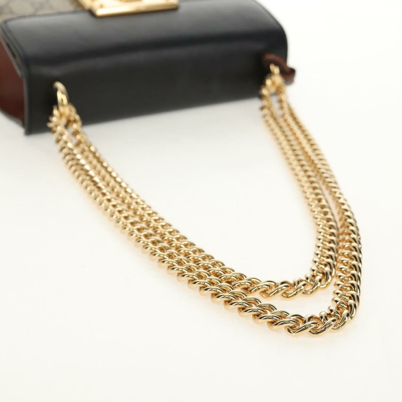 【日本直送】GUCCI GG Supreme 鏈條單肩包 PVC 米色 金色 409487 正品 148528M-6