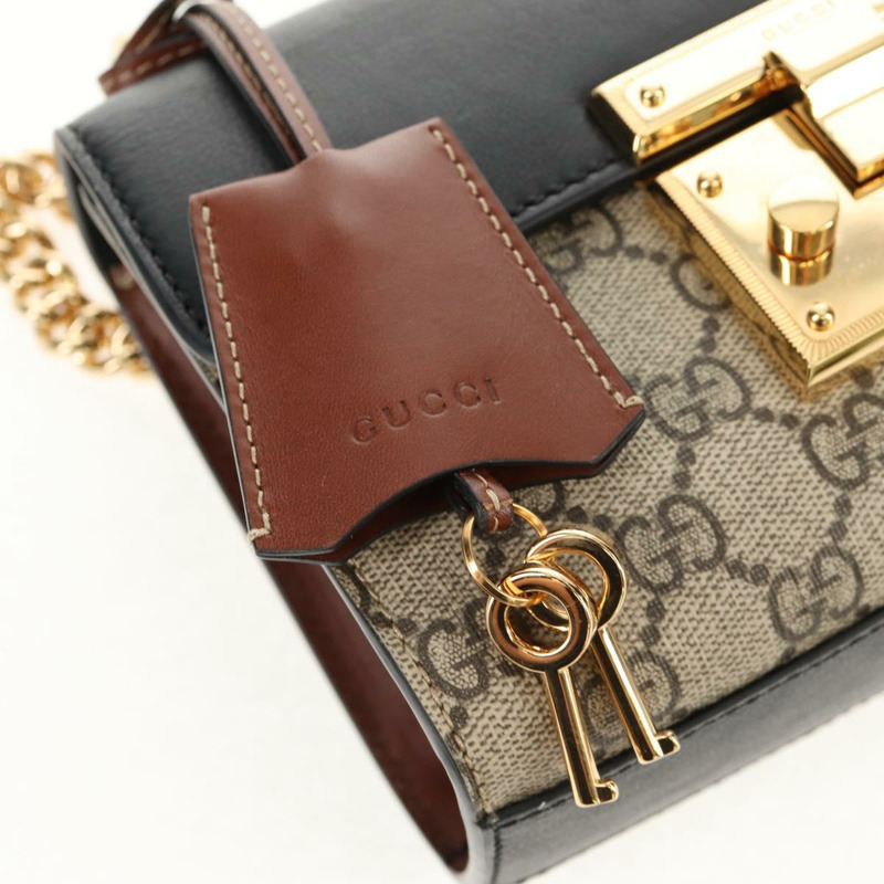 【日本直送】GUCCI GG Supreme 鏈條單肩包 PVC 米色 金色 409487 正品 148528M-8