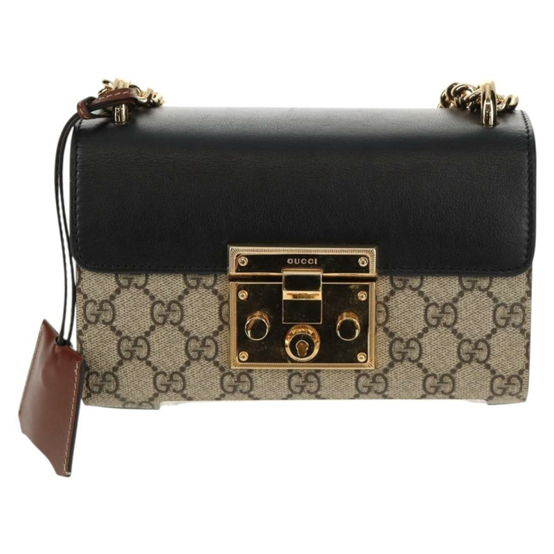 【日本直送】GUCCI GG Supreme 鏈條單肩包 PVC 米色 金色 409487 正品 148528M-12