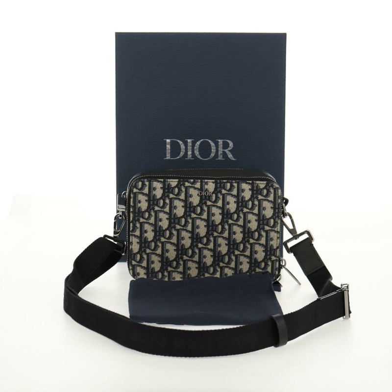 【日本直送】Christian Dior Trotter帆布斜背包 海軍藍 銀色 正品 148526M-11