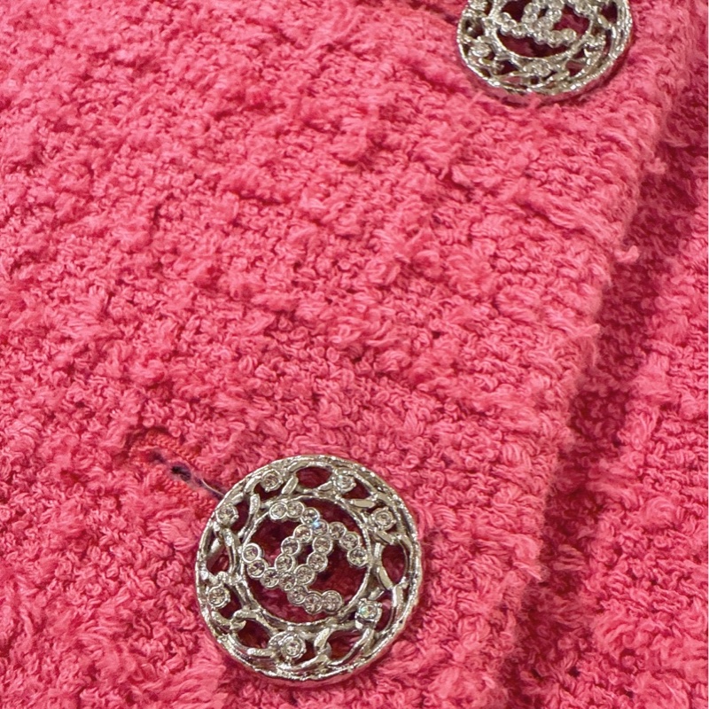 CHANEL 22S玫紅色粗花呢無袖馬甲連衣裙 36碼-10