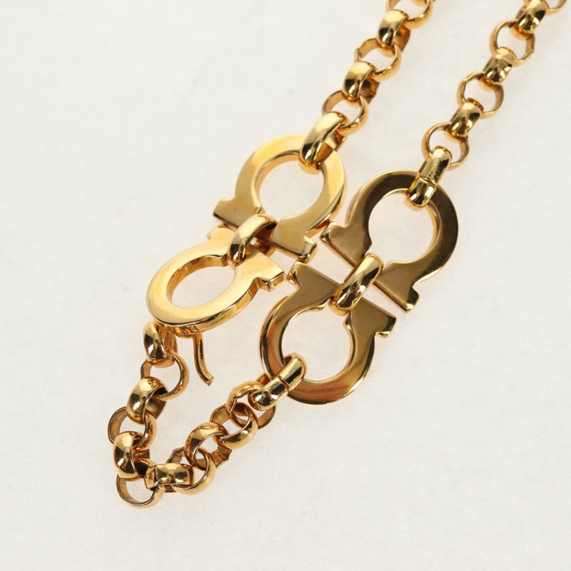 【日本直送】Salvatore Ferragamo Gancini 鏈條腰帶，金屬金色，正品 am9413V-1