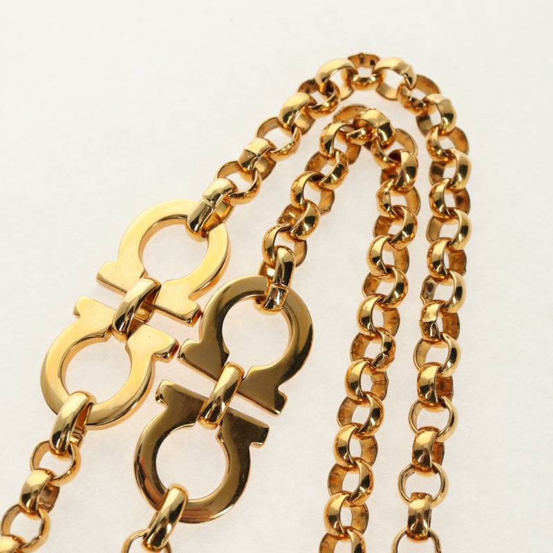 【日本直送】Salvatore Ferragamo Gancini 鏈條腰帶，金屬金色，正品 am9413V-3