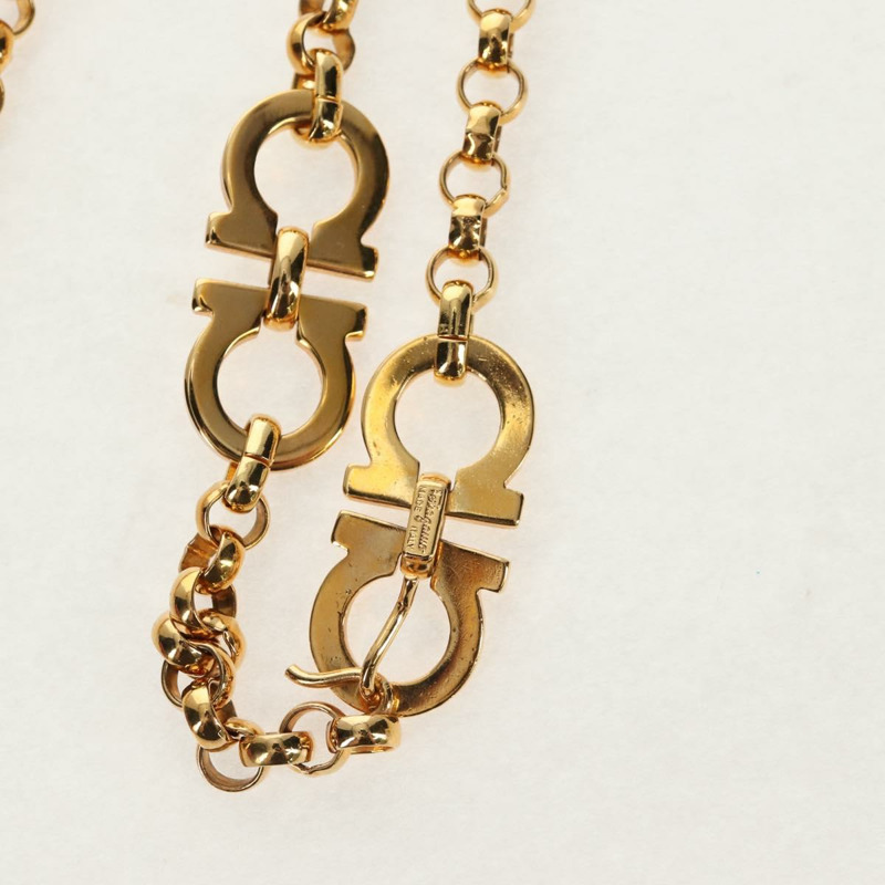 【日本直送】Salvatore Ferragamo Gancini 鏈條腰帶，金屬金色，正品 am9413V-10