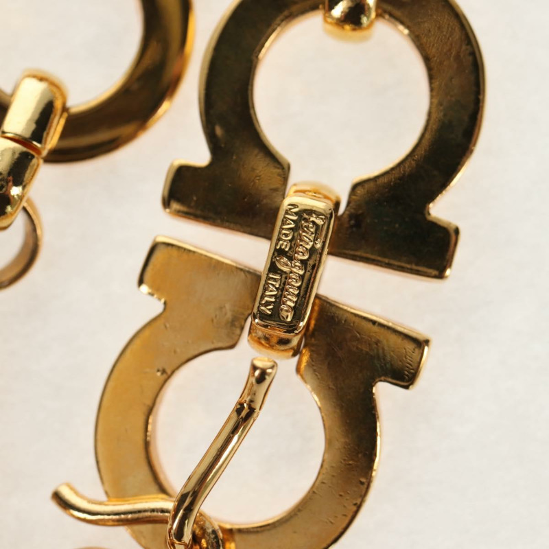 【日本直送】Salvatore Ferragamo Gancini 鏈條腰帶，金屬金色，正品 am9413V-11