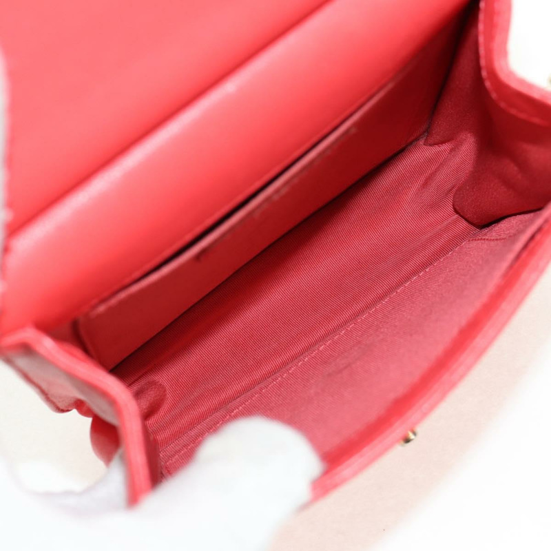 【日本直送】香奈兒鏈絎縫肩背包,小牛皮,兩用款,紅色,金色雙C標誌,正品編號140496M-8