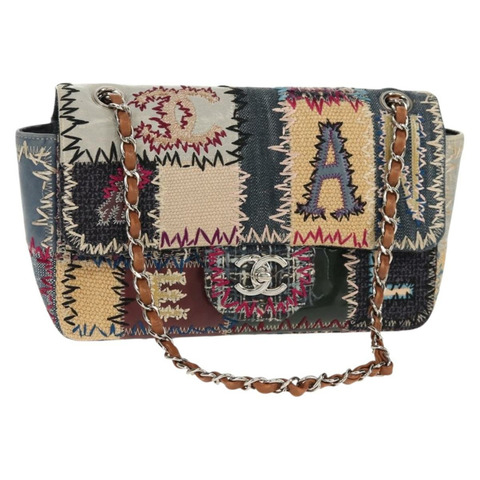 香奈兒 Matelasse 25 鏈條拼接帆布包 多色 銀色 CC 標誌 Auth 138516M