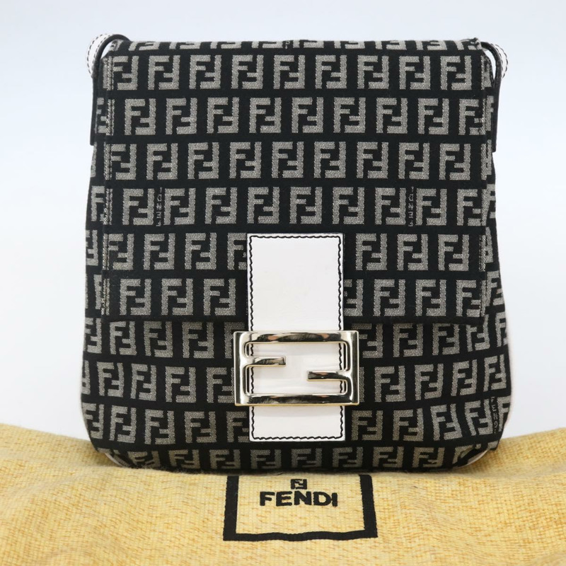 【日本直送】FENDI Zucchino 帆布 Mamma 水桶肩背包 棕色金色 正品 130807V-11