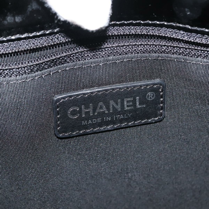 【日本直送】香奈兒 (CHANEL) 鏈條手提包 琺瑯黑銀色 CC Auth 121328V-16