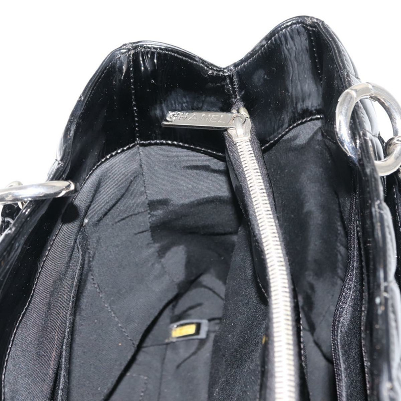 【日本直送】香奈兒 (CHANEL) 鏈條手提包 琺瑯黑銀色 CC Auth 121328V-20