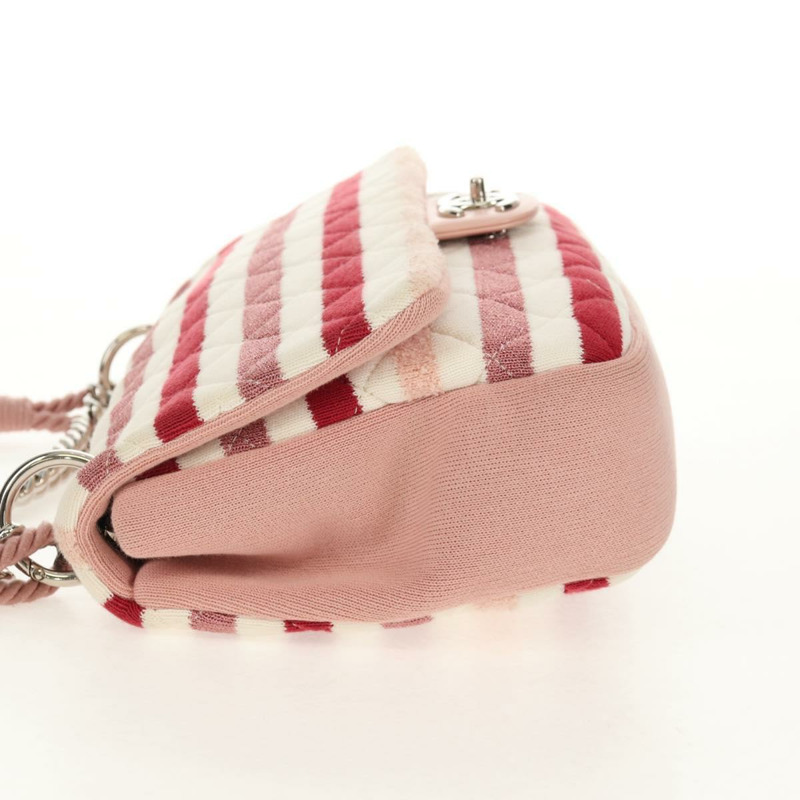 【日本直送】香奈兒 (CHANEL) 絎縫鏈條包 針織布 2way 粉紅色 銀色 CC 標誌 Auth 140495M-2