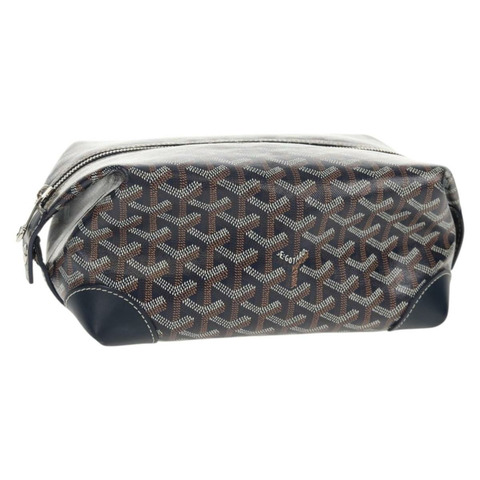 GOYARD 人字紋保齡球 25 手拿包 PVC 皮革 海軍藍 正品 136620M