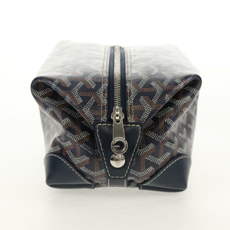 【日本直送】GOYARD 人字紋保齡球 25 手拿包 PVC 皮革 海軍藍 正品 136620M-3