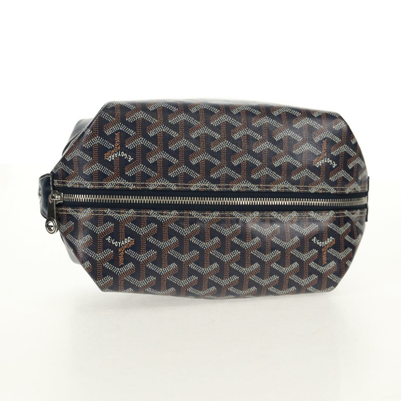 【日本直送】GOYARD 人字紋保齡球 25 手拿包 PVC 皮革 海軍藍 正品 136620M-4