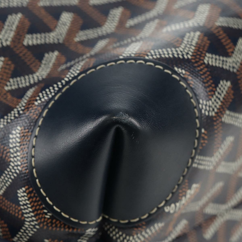 【日本直送】GOYARD 人字紋保齡球 25 手拿包 PVC 皮革 海軍藍 正品 136620M-6