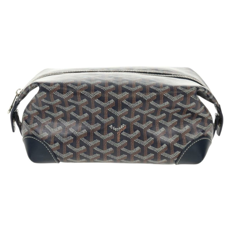 【日本直送】GOYARD 人字紋保齡球 25 手拿包 PVC 皮革 海軍藍 正品 136620M-12