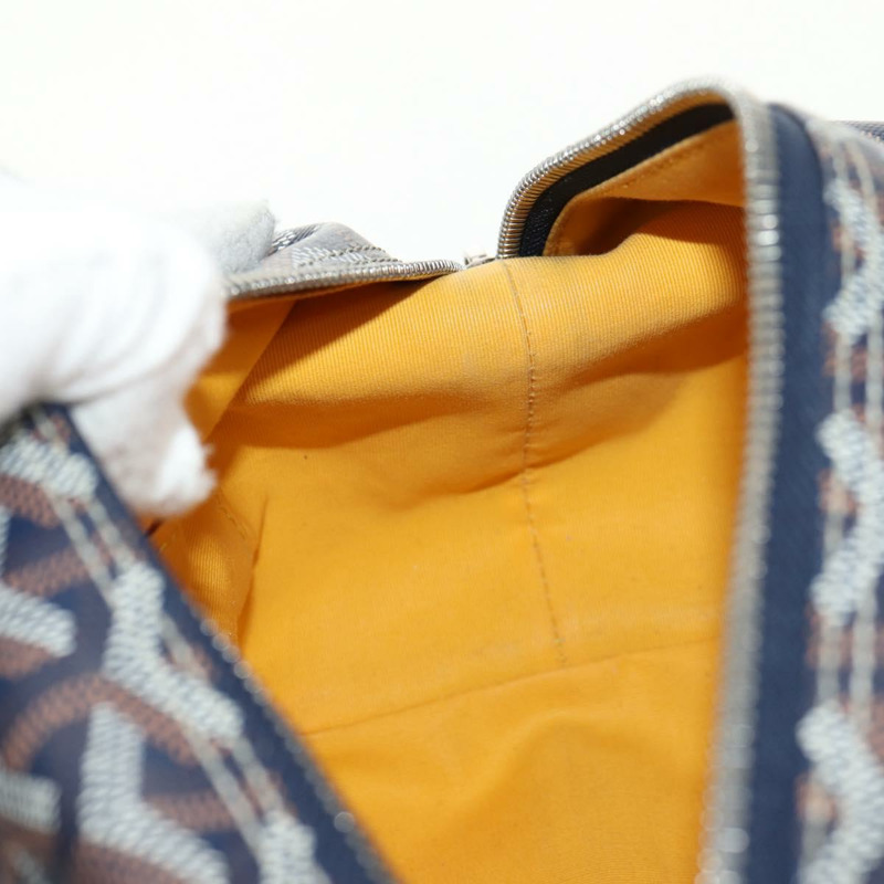 【日本直送】GOYARD 人字紋保齡球 25 手拿包 PVC 皮革 海軍藍 正品 136620M-16