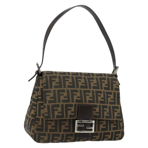 FENDI Zucca帆布Mamma Baguette單肩包 黑色 棕色 銀色 正品 am9457V