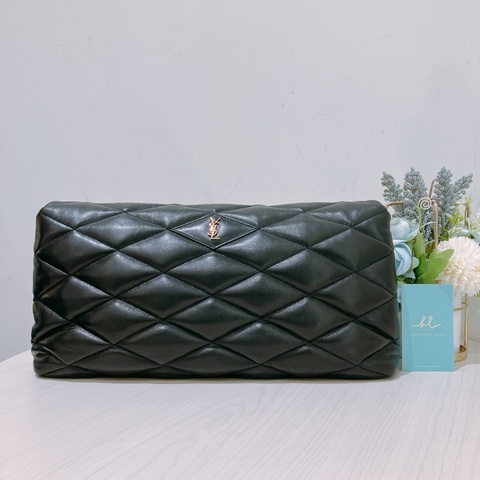 TK1876 Saint Laurent 聖羅蘭黑色菱格紋絎縫皮革手拿包Puffer Envelope Clutch Bag Black In Quilted Lambskin Leather