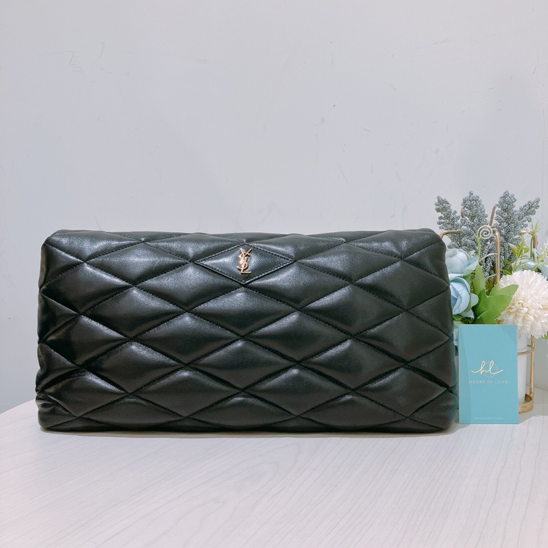 TK1876 Saint Laurent 聖羅蘭黑色菱格紋絎縫皮革手拿包Puffer Envelope Clutch Bag Black In Quilted Lambskin Leather-0