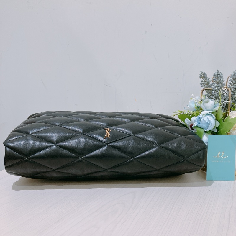 TK1876 Saint Laurent 聖羅蘭黑色菱格紋絎縫皮革手拿包Puffer Envelope Clutch Bag Black In Quilted Lambskin Leather-3