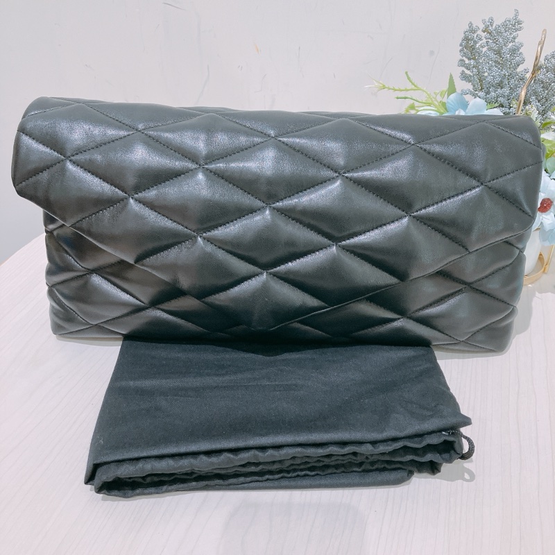 TK1876 Saint Laurent 聖羅蘭黑色菱格紋絎縫皮革手拿包Puffer Envelope Clutch Bag Black In Quilted Lambskin Leather-16