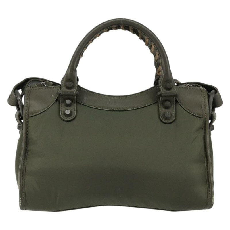 【日本直送】BALENCIAGA 經典迷你都會包 尼龍皮革 兩用 卡其色 300295 Auth am9459V-1