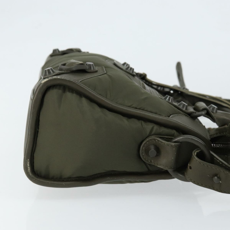 【日本直送】BALENCIAGA 經典迷你都會包 尼龍皮革 兩用 卡其色 300295 Auth am9459V-2