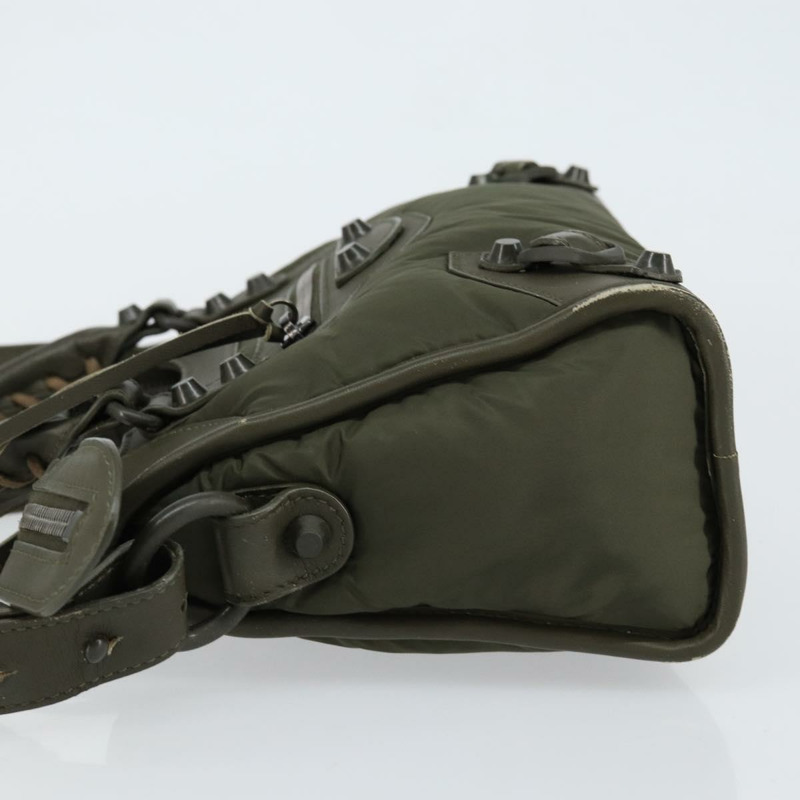 【日本直送】BALENCIAGA 經典迷你都會包 尼龍皮革 兩用 卡其色 300295 Auth am9459V-3