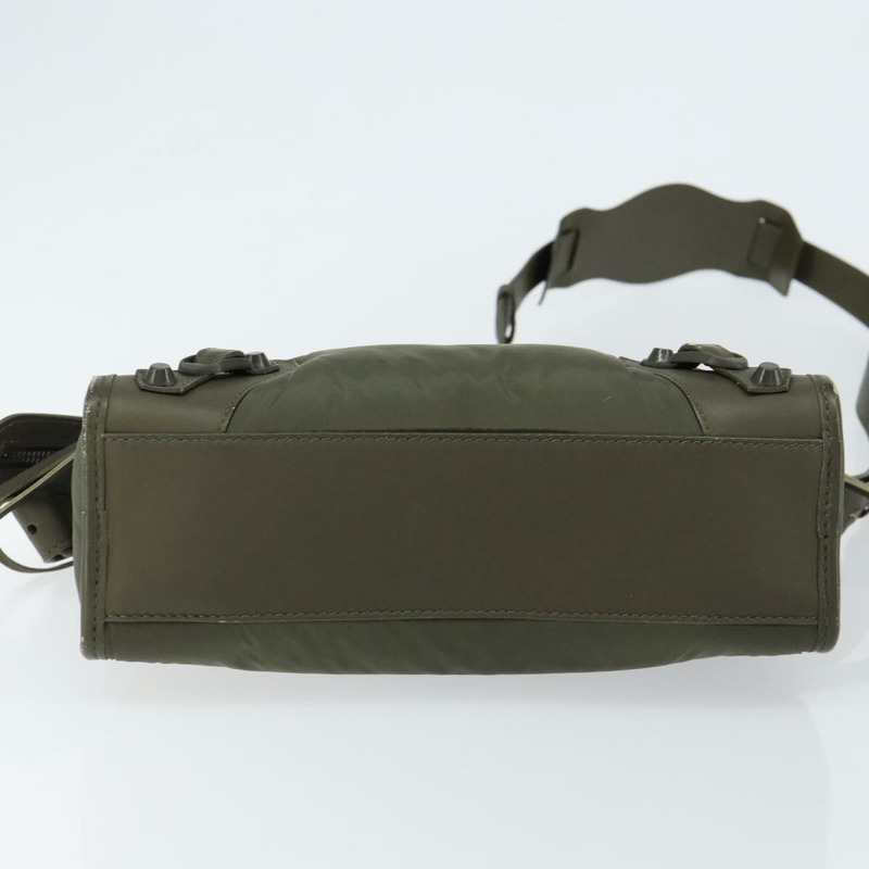 【日本直送】BALENCIAGA 經典迷你都會包 尼龍皮革 兩用 卡其色 300295 Auth am9459V-4