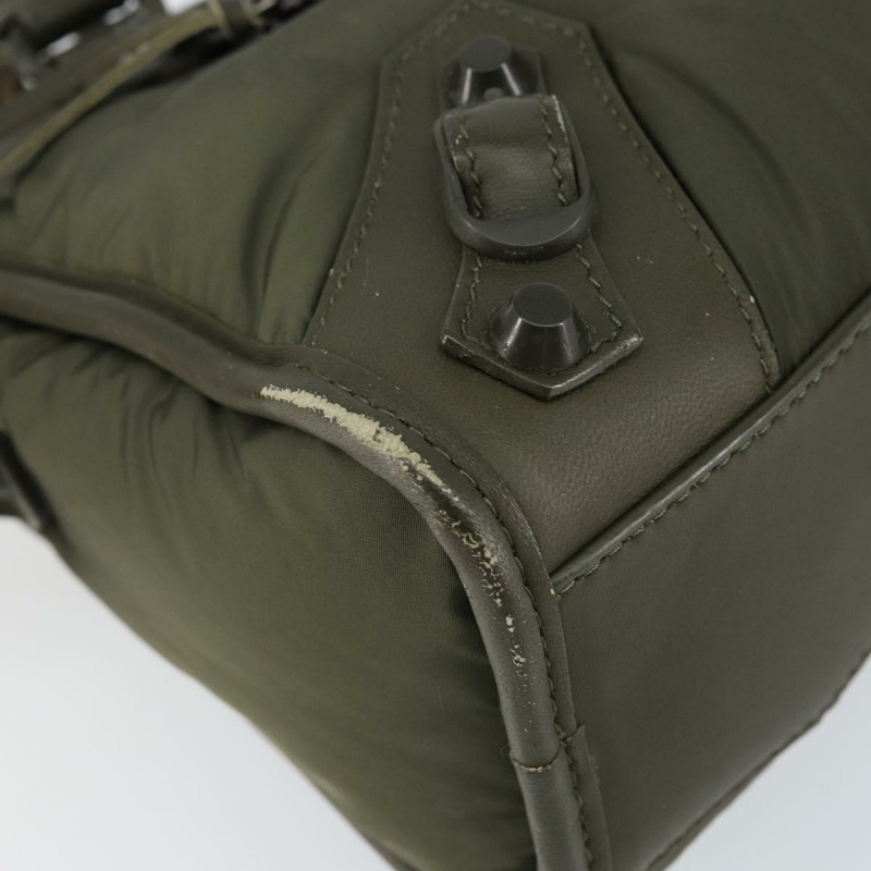 【日本直送】BALENCIAGA 經典迷你都會包 尼龍皮革 兩用 卡其色 300295 Auth am9459V-8