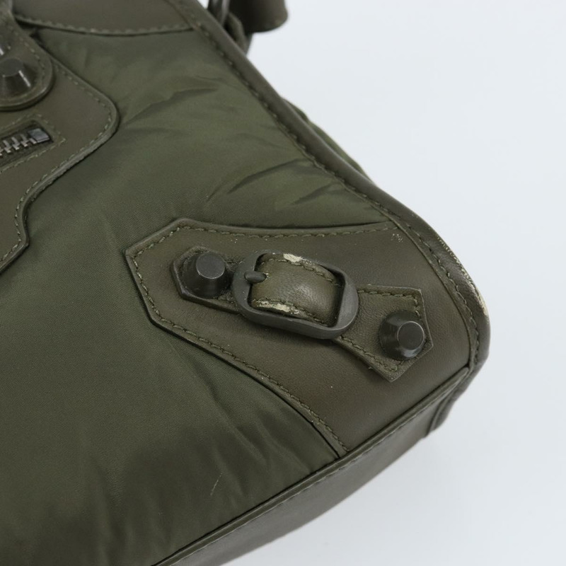 【日本直送】BALENCIAGA 經典迷你都會包 尼龍皮革 兩用 卡其色 300295 Auth am9459V-9