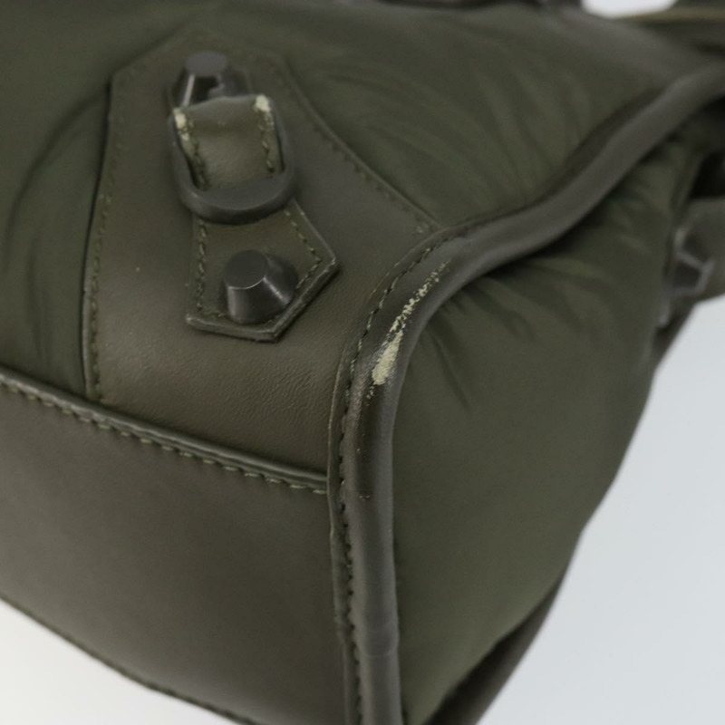 【日本直送】BALENCIAGA 經典迷你都會包 尼龍皮革 兩用 卡其色 300295 Auth am9459V-15