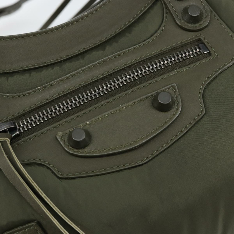 【日本直送】BALENCIAGA 經典迷你都會包 尼龍皮革 兩用 卡其色 300295 Auth am9459V-18