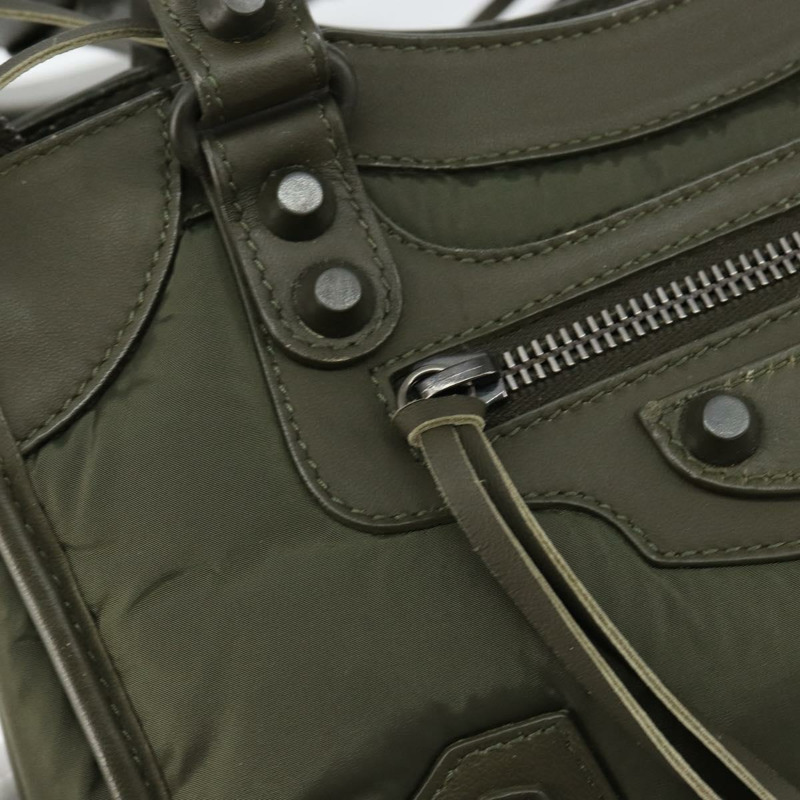 【日本直送】BALENCIAGA 經典迷你都會包 尼龍皮革 兩用 卡其色 300295 Auth am9459V-19