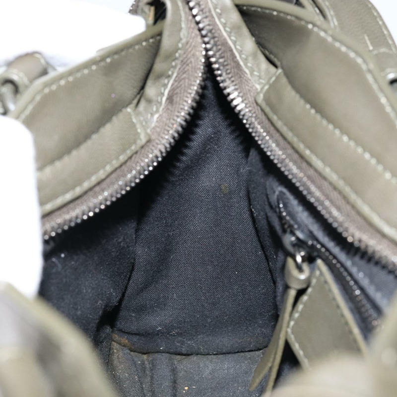 【日本直送】BALENCIAGA 經典迷你都會包 尼龍皮革 兩用 卡其色 300295 Auth am9459V-23