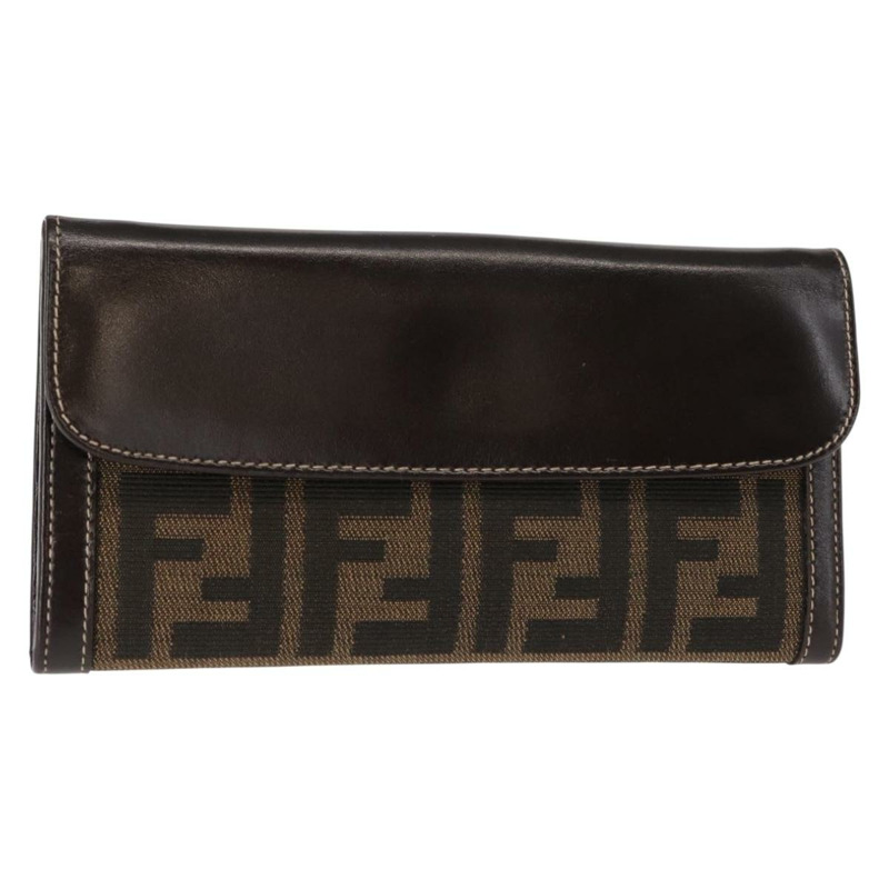 【日本直送】FENDI Zucca帆布長版皮夾 黑色 棕色 正品 147038V-0