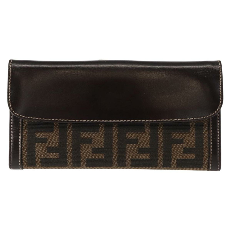 【日本直送】FENDI Zucca帆布長版皮夾 黑色 棕色 正品 147038V-12
