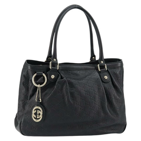 GUCCI GG帆布Guccissima托特包 皮革 黑色 金色 296835 正品 am9501V