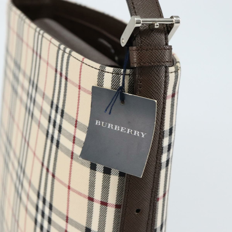 【日本直送】BURBERRY Nova 格紋單肩包帆布皮革米色銀色正品 am9486V-9