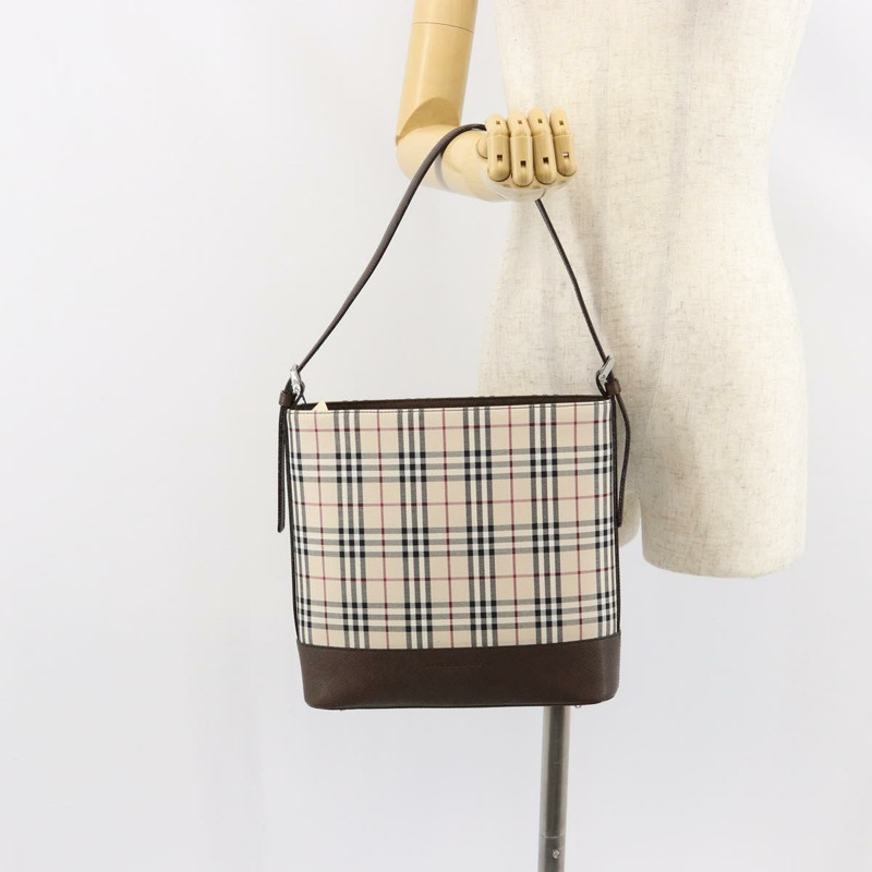 【日本直送】BURBERRY Nova 格紋單肩包帆布皮革米色銀色正品 am9486V-22