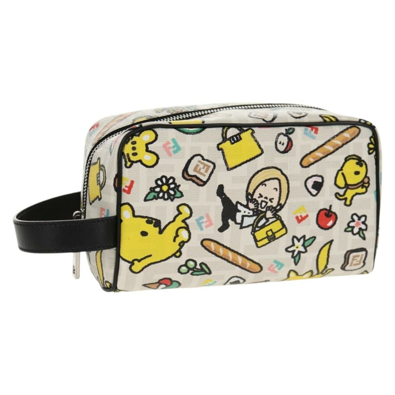 【日本直送】FENDI Zucca帆布手拿包 白色 銀色 正品 140366M-0